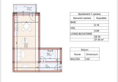 Garsoniera 36 mp Sanpetru