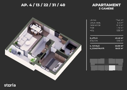 Apartament 2 camere, zona Mall Grand Arena