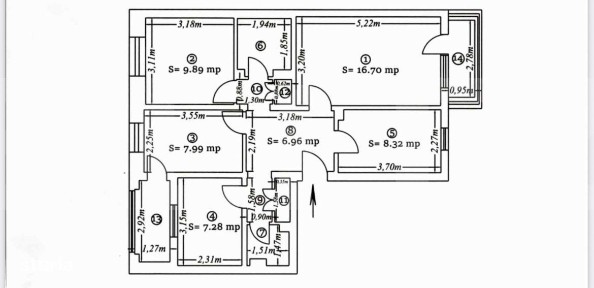Apartament cu 4 camere, 66,6 mp, Botosani