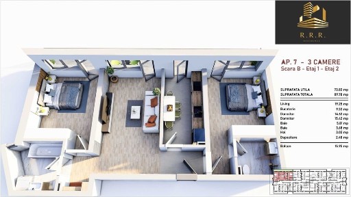 Ap 3 cam 2bai 90m,incalz pardoseala, tripan, stradal Sos Giurgiului