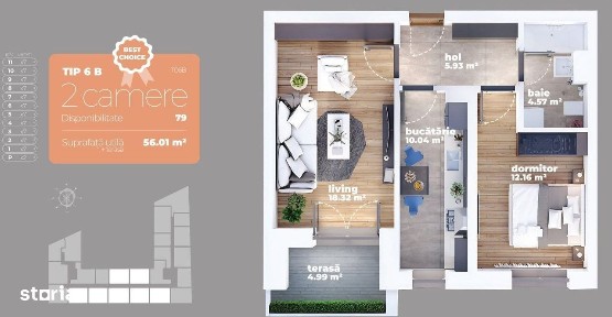 Titan 2 camere decomandat 56 mp vis-a-vis AUCHAN TITAN