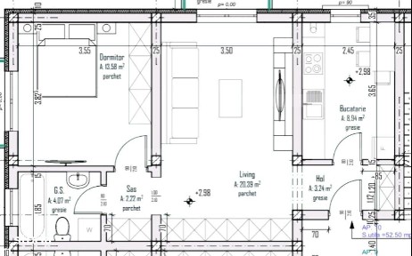 Apartament cu 2 camere, 52 mp, zona Exterior-Est