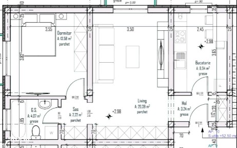 Apartament cu 2 camere, 52 mp, zona Exterior-Est