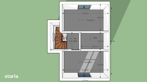 Casa tip duplex P+E cu 3 camere, teren 200mp