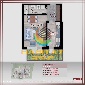 Titan Garsoniera 37 mp + curte de 8 mp in bloc tip boutique