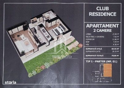 Apartament 2 camere decomandat si curte 29 mp Postalionului.