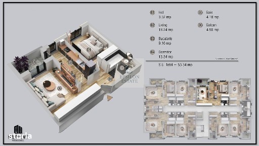 Ap. doua camere zona Militari Residence DOUA BALCOANE