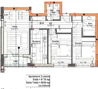 Apartament 3 camere 82 mp / 15min metrou 1 decembrie/ bloc nou 3 etaje