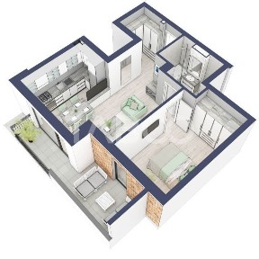 Apartament la parter cat un etaj 1 cu 47 mp utili 2 camere Turnisor