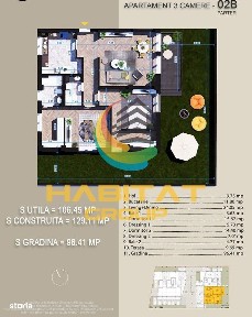 Titan 3 camere 97 mp + curte 96 mp vis-a-vis Parcul Teilor