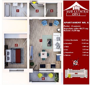 Studio de vanzare cu dressing - Direct Dezvoltator - Subcetate City 2