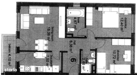 Apartament 3 camere + boxă depozitare - Tomis Plus