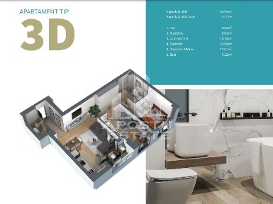 Apartament cu 3 camere, complex rezidential nou, zona Centrala