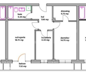 Apartamente moderne cu 2 camere, balcon si dressing - bloc nou in Ghim