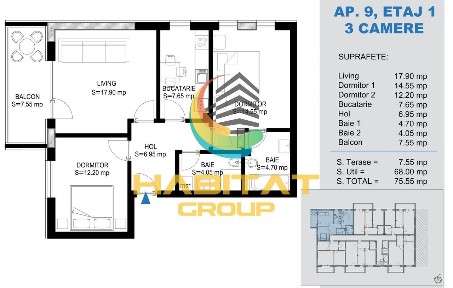 Titan 3 camere decomandat 76 mp doar 15 min. metrou Teclu