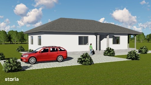 Casa pe un singur, nivel 150 mp, teren 500 mp, Corunca