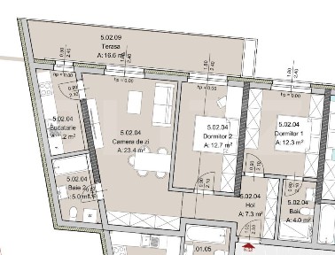 Apartament 3 camere, 71 mp, Terasa 17 mp, Imobil Nou, Zona The Office