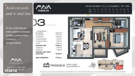 3 Camere Spatioase | Maia Craiovei | Central