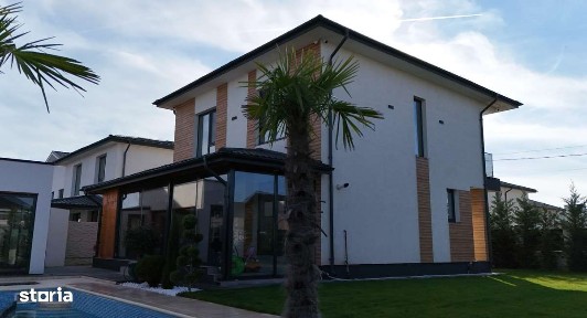Casă modernă de lux - 5 camere, 4 băi, teren 800 mp, piscină încălzită