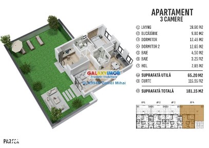 Apartament 3 camere\/2bai\/Curte 116mp-Prelungirea Ghencea