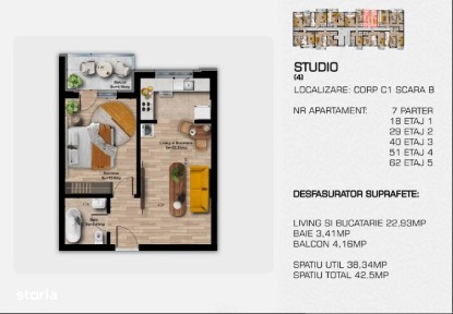 Metrou Berceni 2 minute/Ap 2 cam tip Studio