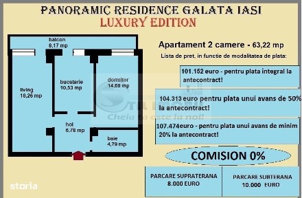 Apartament decomandat de vanzare in Iasi, Galata, 63,22 mp, bloc nou