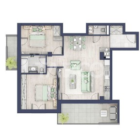 Apartament 3 camere 2 bai etaj 2 bloc cu lift zona de case in Turnisor