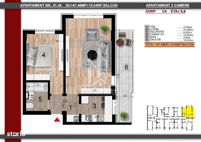 Metrou Berceni Biruintei apartament 2 camere decomandat.