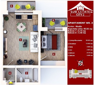 Studio de vanzare - Direct Dezvoltator Subcetate City 2