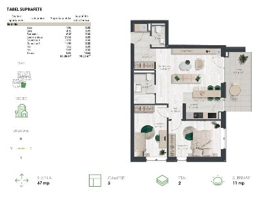 Apartament 3 camere - DENYA FOREST 7 bloc nZEB - COMISION 0%