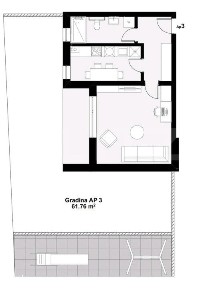 Apartament cu 1 camera 40 mp, gradina proprie 60 mp - Giroc