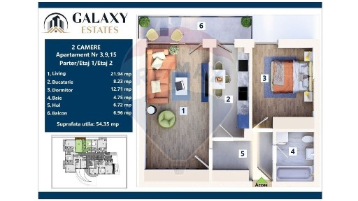 COMISION 0% Apartament 2 camere/ Tractorul / Galaxy Estates
