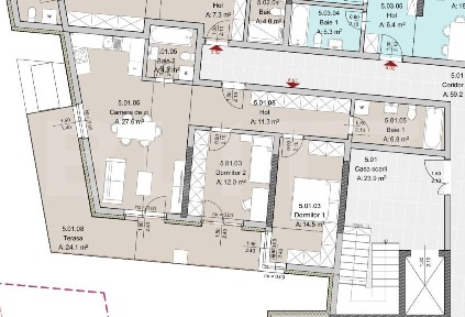 Apartament 3 camere, 77 mp, Terasa 24 mp, Imobil Nou, Semicentral