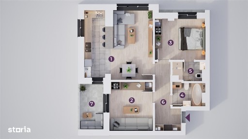 Apartament 3 camere de vanzare in Sibiu - bloc nou, cu lift - balcon