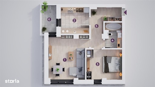 Apart. de vânzare - 2 camere - ansamblu nou