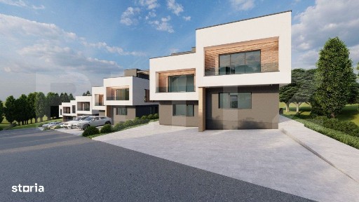 Case cuplate, cu pompa de caldura, panouri fotovoltaice, terasa, zona