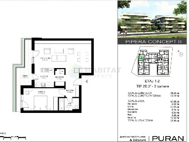 Apartament 2 camere spațios | 68mp utili + terasă 14 mp | PIPERA CONCE