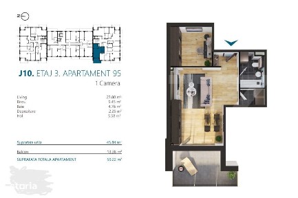Apartament cu 2 camere, 45 mp, Ansamblu Rezidential, zona RIVUS