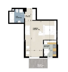 Apartament 1 camera, 41 mp, bucatarie inchisa, zona Dorobantilor