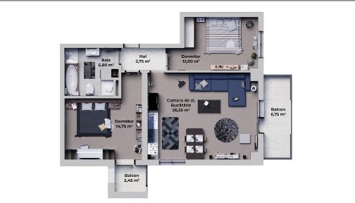 Ap nou, 3 camere, 65 mp utili + 2 balcoane - zona Calea Surii Mici