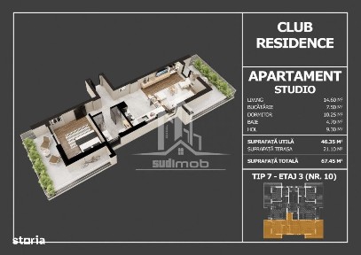 Apartament 2 camere tip studio cu 2 terase Postalionului.
