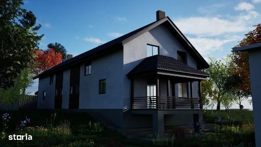 Casa tip duplex cu etaj mansardat partial