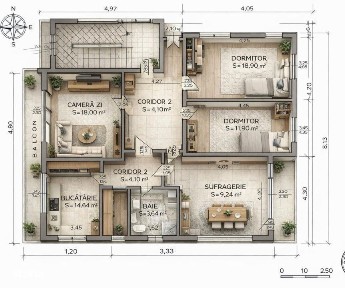 Apartament 4 camere, 114.6 mp, Garaj 25mp in Zona Gruia / Cluj