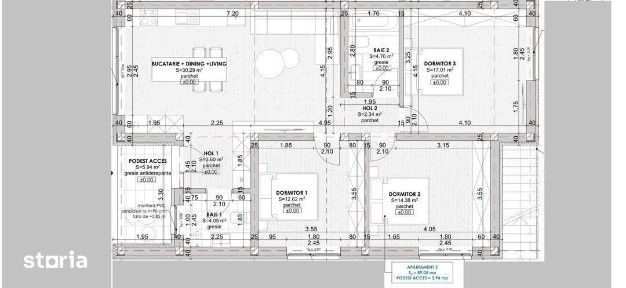 Apartament 3 camere + living, Construcție Nouă, 83 mp cartier Sarmas