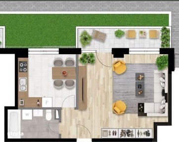 Apartament 1 CAM, SU 43.32MP, 1 balcon, zona INTRE LACURI