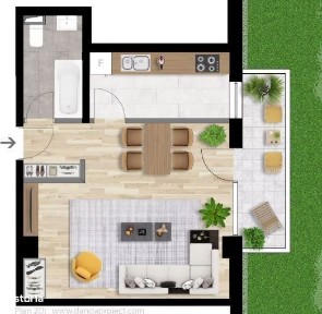 Apartament 1 CAM, SU 37.31 MP, 1 BALCON, zona INTRE LACURI