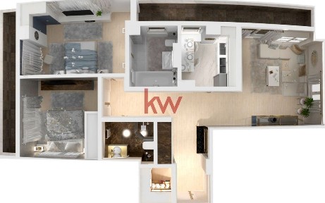 Apartament cu 3 camere si 2 bai in bloc nou, in Frumoasa, intabulat!