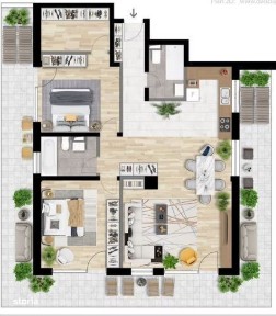 Apartament 3 CAM, SU 89.2MP, 2 BAI 1 TERASA, zona INTRE LACURI