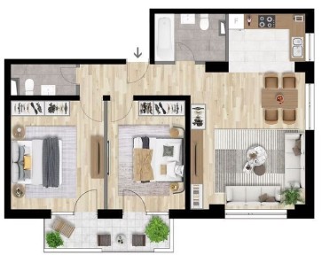 Apartament 3 CAM, SU 70.75MP, 1 BALCON, zona INTRE LACURI
