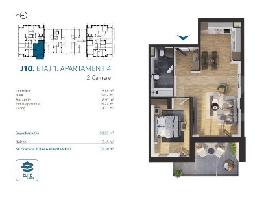 Ap. 2 camere[59 mp] Ansamblu Rezidentialzona RIVUS
